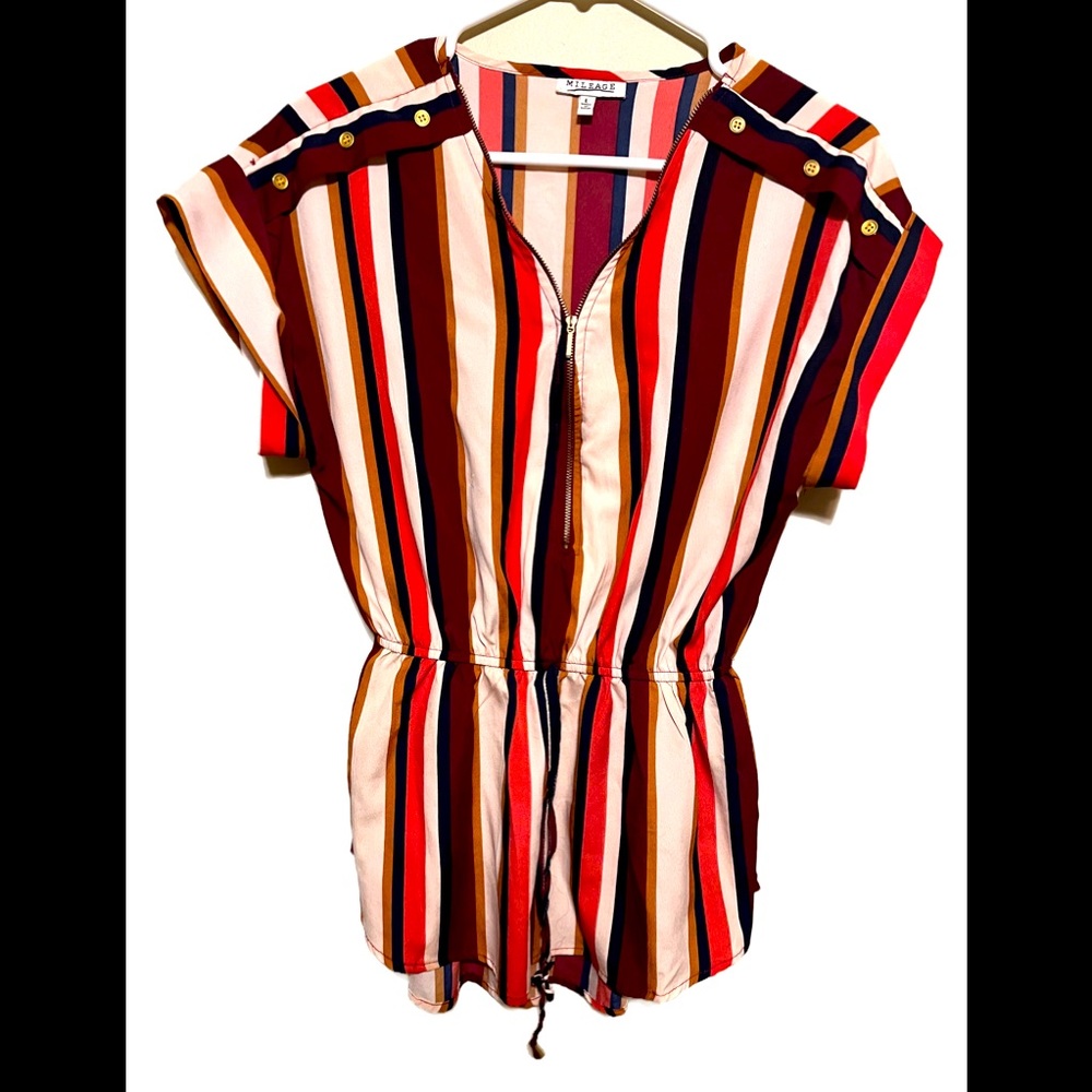 Stripped short sleeve tunic top